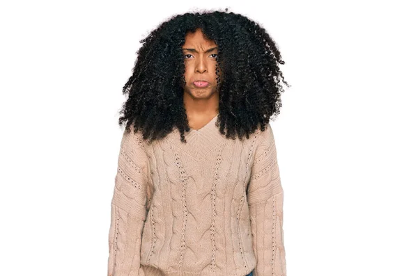 Young African American Girl Wearing Casual Clothes Depressed Worry Distress — Stock Photo, Image