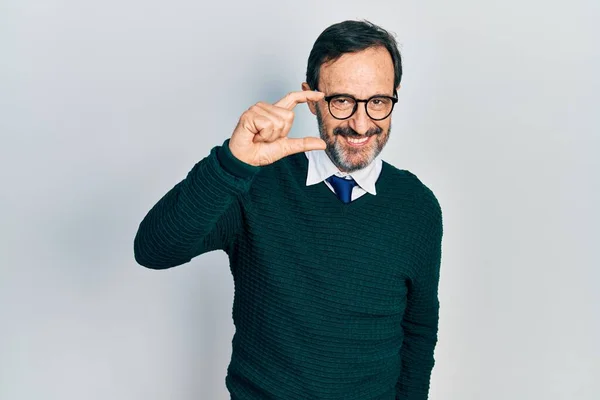 Middle Age Hispanic Man Wearing Casual Clothes Glasses Smiling Confident — Stock Photo, Image