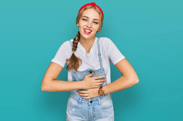 Young Caucasian Girl Wearing Casual Clothes Smiling Laughing Hard Out — Stock Photo, Image