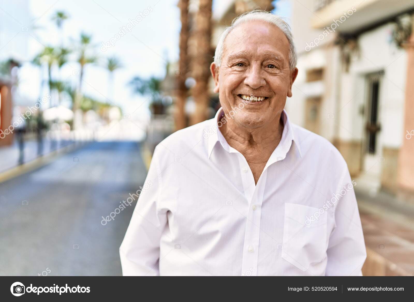 Homem Sênior Com Cabelos Grisalhos Feliz Livre Dia Ensolarado Sorrindo —  Foto © Krakenimages.com #520520594, image size:1600x1167