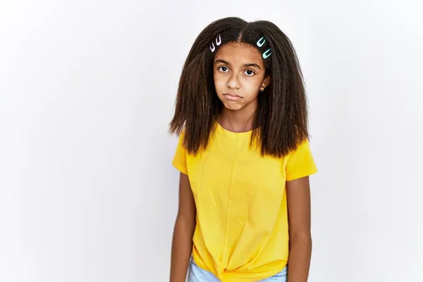 Young African American Girl Standing White Isolated Background Depressed Worry —  Fotos de Stock