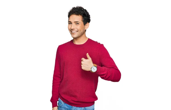 Young Handsome Man Wearing Casual Clothes Doing Happy Thumbs Gesture — Stock Photo, Image