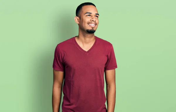 Young African American Man Wearing Casual Shirt Looking Side Relax — 图库照片