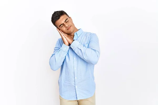 Young Hispanic Man Wearing Business Shirt Standing Isolated Background Sleeping — 图库照片