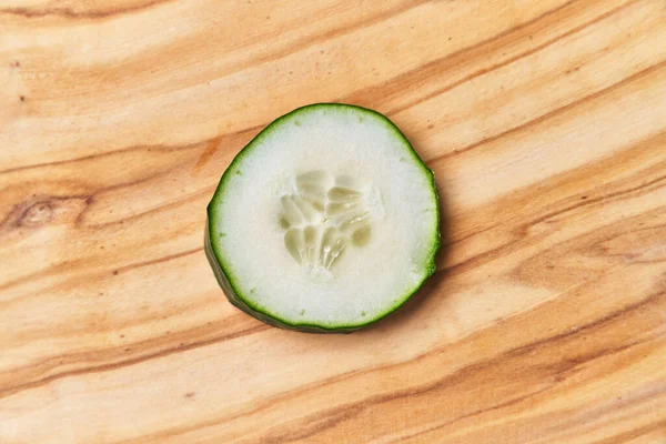 Slice Cucumber Wooden Table — Stock Photo, Image