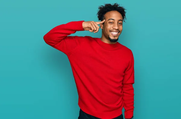 Young African American Man Beard Wearing Casual Winter Sweater Smiling — Stock Photo, Image