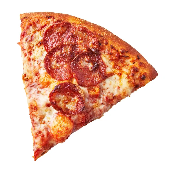 Felie Pizza Italiană Pepperoni Izolată Fundal Alb — Fotografie, imagine de stoc