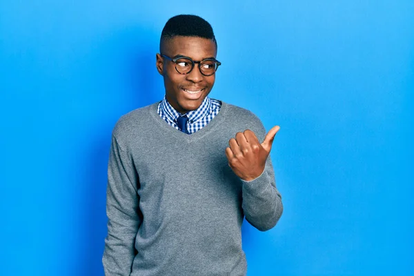 Young African American Man Wearing Business Style Glasses Smiling Happy — Fotografia de Stock