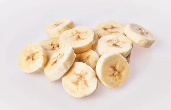 Шматочки Банана Ізольовані Білому Тлі — стокове фото