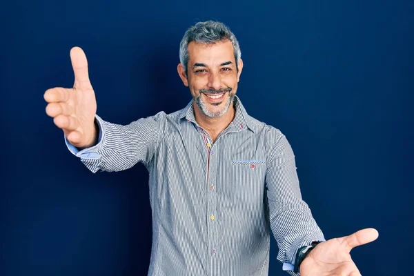 Handsome Middle Age Man Grey Hair Wearing Business Shirt Looking — Foto Stock