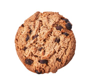  Beyaz arka planda izole edilmiş lezzetli çikolatalı kurabiye.