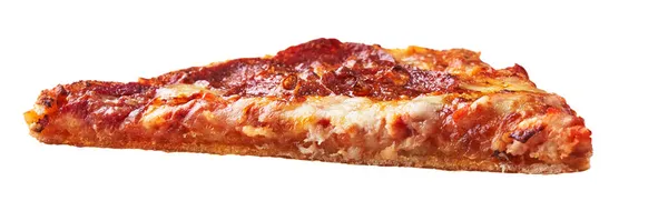 Snijd Van Pepperoni Italiaanse Pizza Geïsoleerd Een Witte Achtergrond — Stockfoto