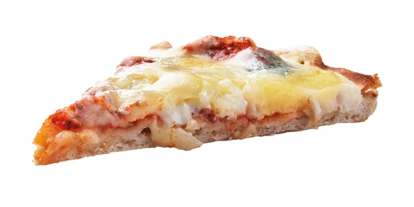 Кусочек Итальянской Пиццы Сырами Белом Фоне — стоковое фото