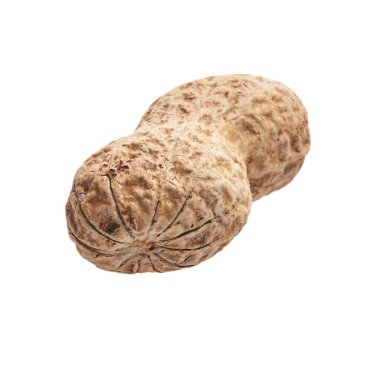  Beyaz arka planda kabuklu tek bir fıstık.