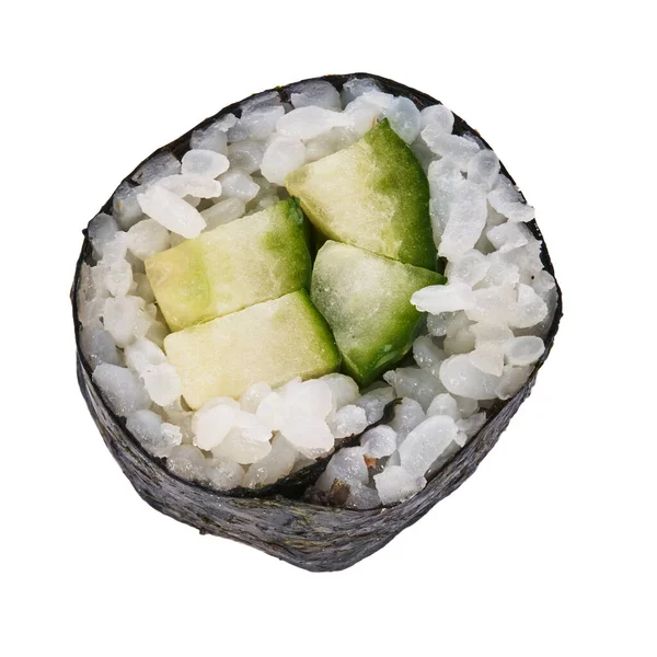 Single Cucumber Sushi Maki Isolated White Background — Stock Photo, Image