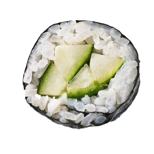 Enkel Gurka Sushi Maki Isolerad Vit Bakgrund — Stockfoto