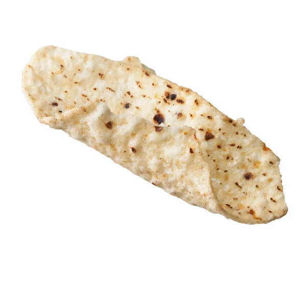 Single Mexicaanse Nacho Chip Geïsoleerd Een Witte Achtergrond — Stockfoto