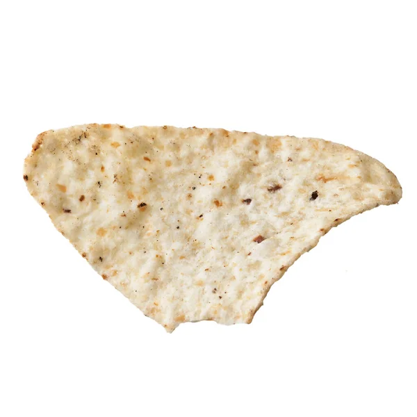 Single Mexicaanse Nacho Chip Geïsoleerd Een Witte Achtergrond — Stockfoto