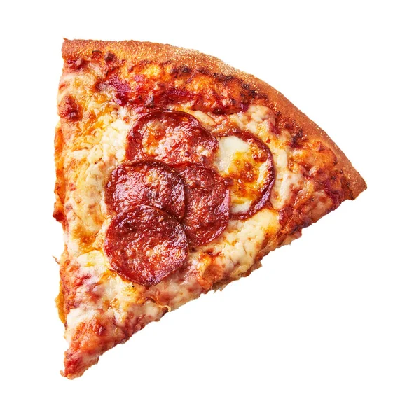 Fatia Pizza Italiana Pepperoni Isolada Fundo Branco — Fotografia de Stock
