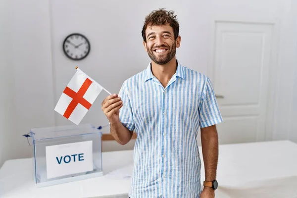 Young Handsome Man Political Campaign Election Holding England Flag Looking — Stockfoto