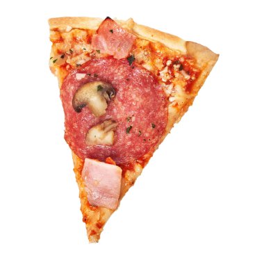  Beyaz arka planda izole edilmiş İtalyan pizzası.