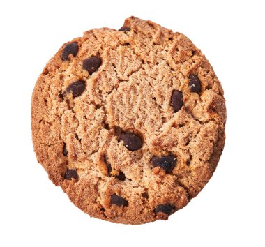  Beyaz arka planda izole edilmiş lezzetli çikolatalı kurabiye.