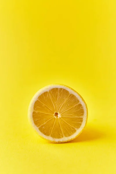 Lemon Half Fruit Yellow Background — Stock Photo, Image