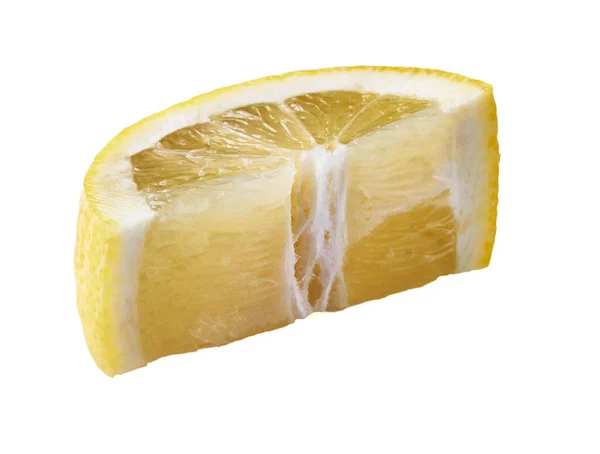 Шматочок Лимона Ізольований Білому Тлі — стокове фото