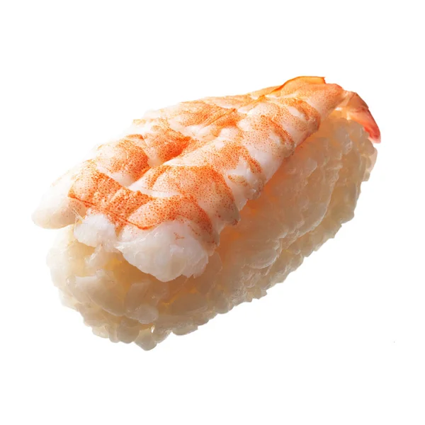 Singolo Gamberetti Nigiri Sushi Isolato Sfondo Bianco — Foto Stock