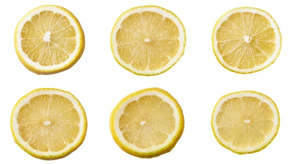 Tranches Citron Isolées Sur Fond Blanc — Photo