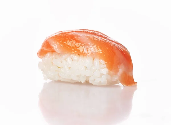 Salmon Nigiri Tunggal Sushi Terisolasi Pada Latar Belakang Putih — Stok Foto