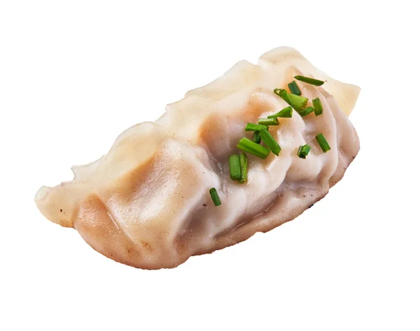 Gyoza Chinois Unique Délicieux Isolé Sur Fond Blanc — Photo