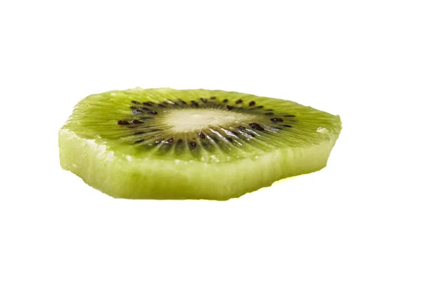 Slice Peeled Kiwi Isolated White Background — Stock Photo, Image