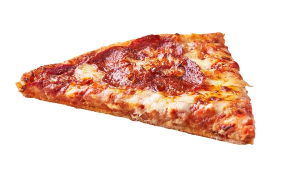 Scheibe Pfefferoni Italienische Pizza Isoliert Auf Weißem Hintergrund — Stockfoto