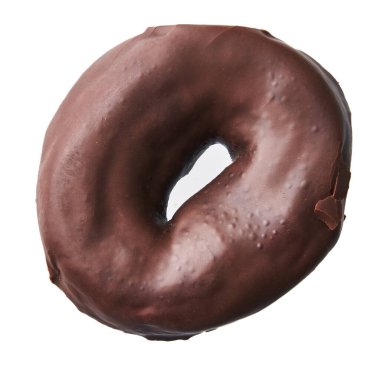  Beyaz arka planda izole edilmiş tek lezzetli çikolatalı çörek.