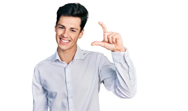 Young Hispanic Business Man Wearing Business Clothes Smiling Confident Gesturing — Stock Photo, Image