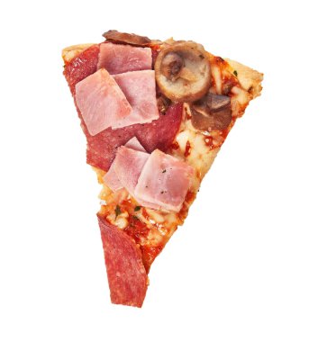  Beyaz arka planda izole edilmiş İtalyan pizzası.