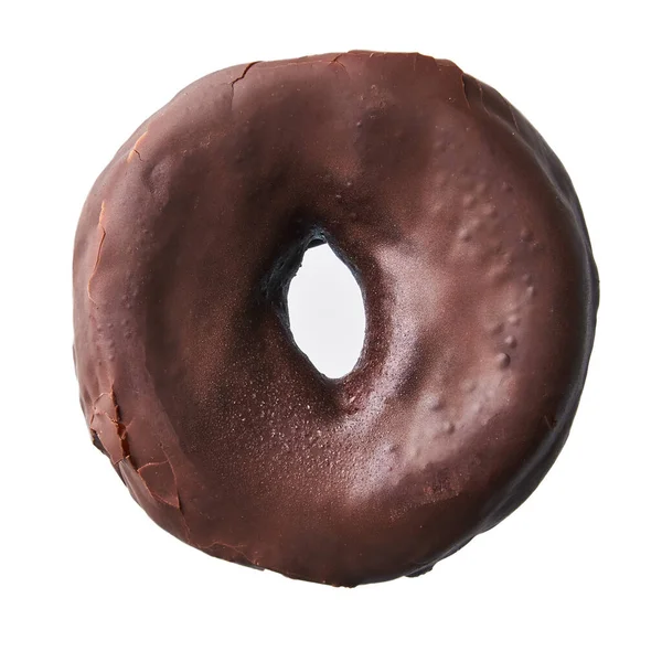 Único Delicioso Donut Chocolate Isolado Fundo Branco — Fotografia de Stock