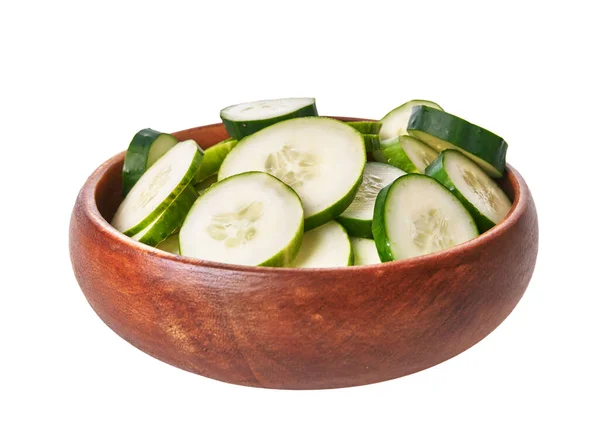 Bowl Slices Cucumber Isolated White Background — Stock Photo, Image