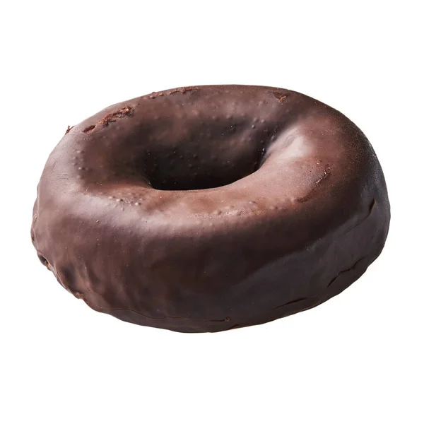 Solo Delicioso Donut Chocolate Aislado Sobre Fondo Blanco —  Fotos de Stock