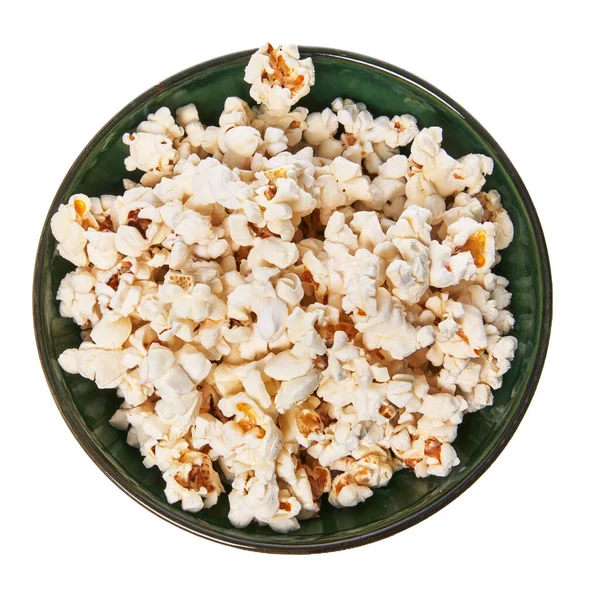 Ciotola Popcorn Salati Isolata Fondo Bianco — Foto Stock
