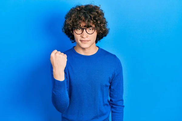 Handsome Young Man Wearing Casual Clothes Glasses Angry Mad Raising — Stock Photo, Image