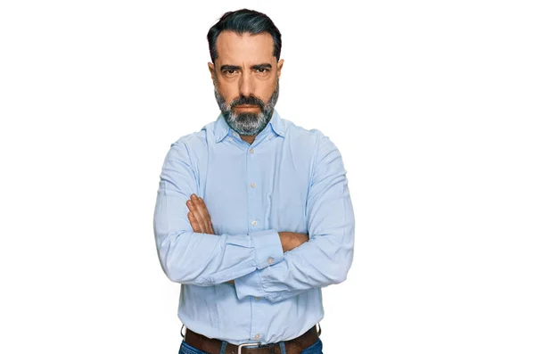 Middle Aged Man Beard Wearing Business Shirt Skeptic Nervous Disapproving — Stockfoto