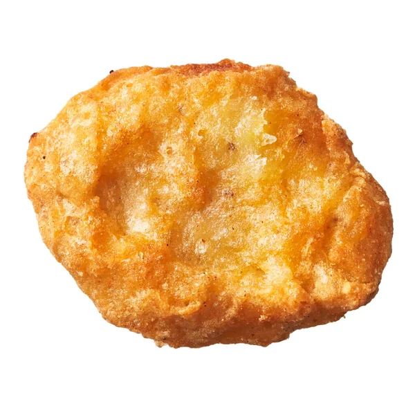 Single Chicken Nugget Isoliert Auf Weißem Hintergrund — Stockfoto