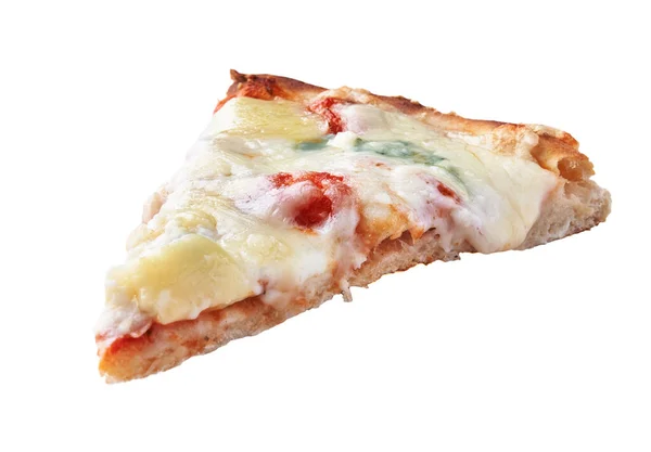 4块芝士意大利披萨片 背景为白色 — 图库照片