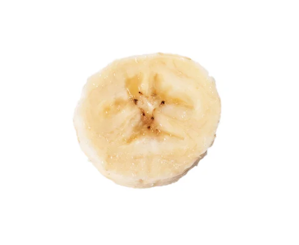 Fetta Banana Isolata Fondo Bianco — Foto Stock