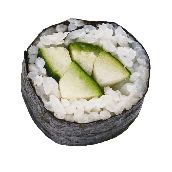Single Cucumber Sushi Maki Isolated White Background — Stock Photo, Image