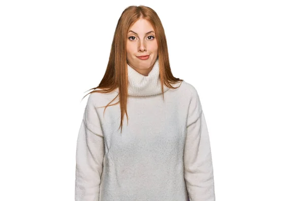 Young Irish Woman Wearing Casual Winter Sweater Looking Sleepy Tired — Stock Photo, Image