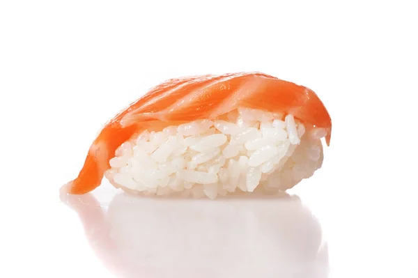 Single Salmon Nigiri Sushi Isolated White Background — Stock Photo, Image