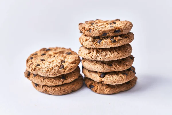 Läckra Choklad Cookies Isolerade Vit Bakgrund — Stockfoto